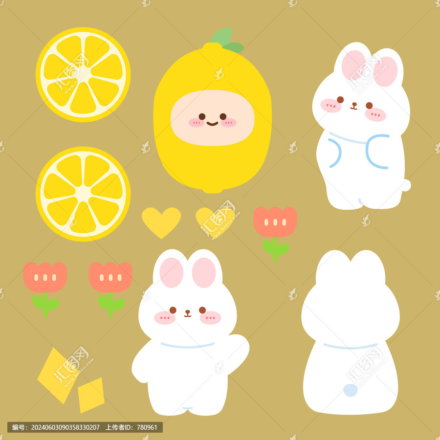 小兔子水果貼紙