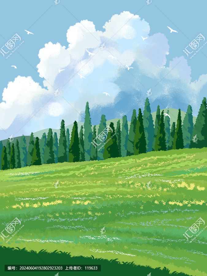 手繪春天風(fēng)景
