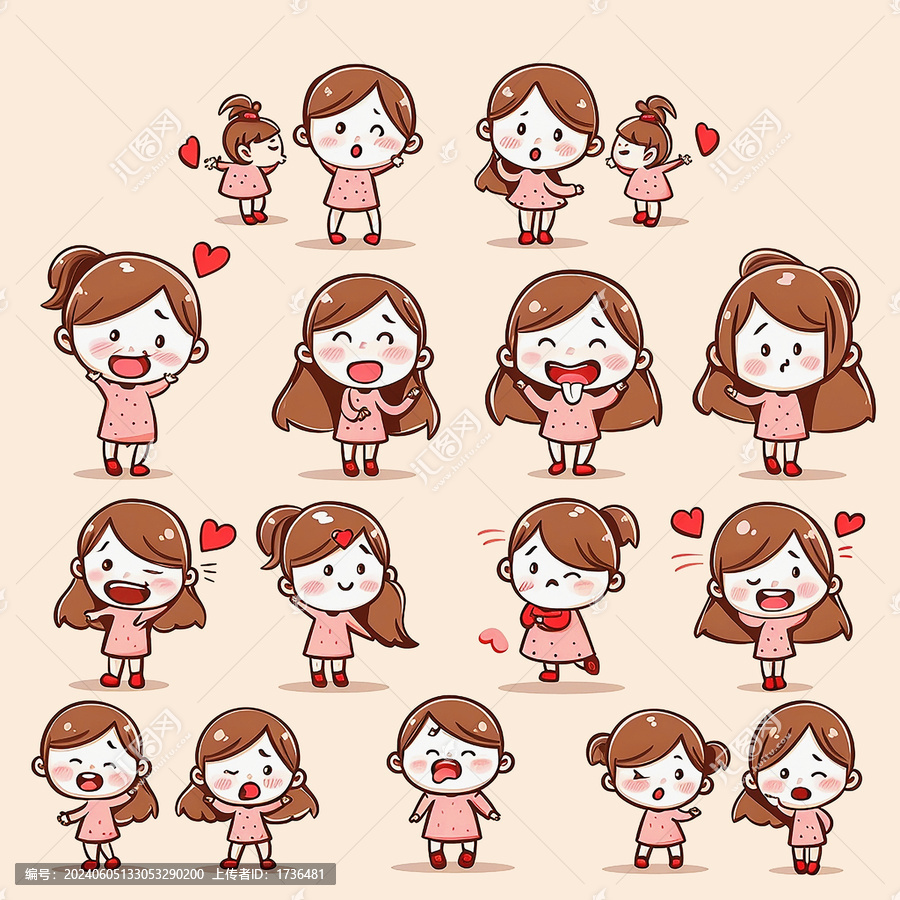 卡通可愛女孩頭像貼紙表情包