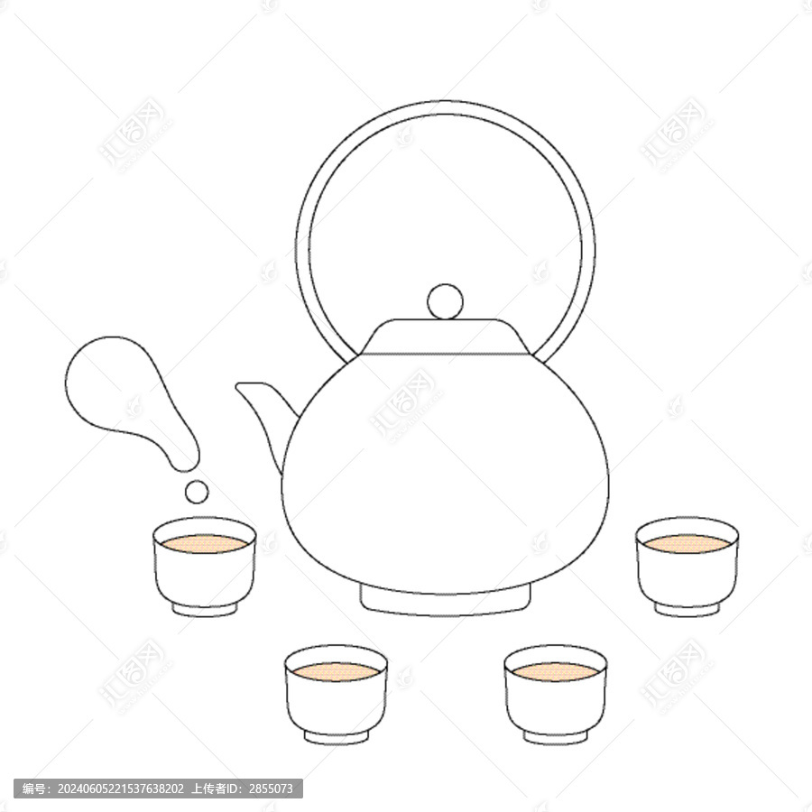 茶壺茶杯矢量插畫