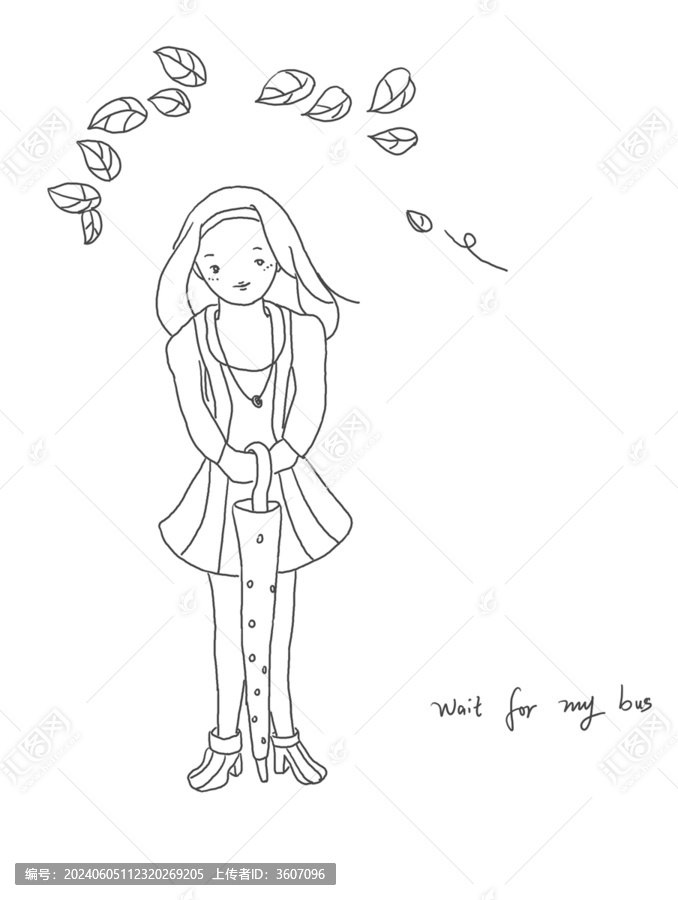 手繪漫畫插畫等巴士