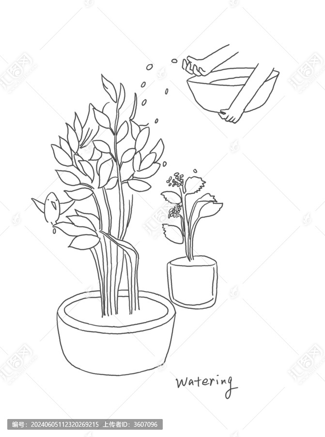 手繪漫畫插畫澆水