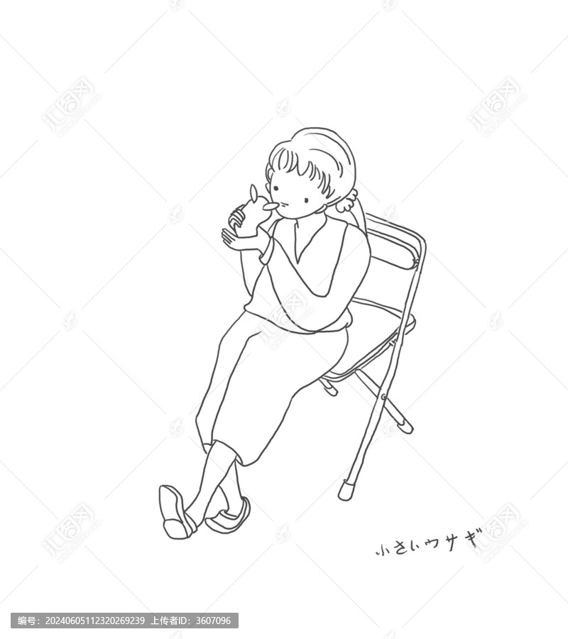 手繪漫畫(huà)插畫(huà)摸小兔子