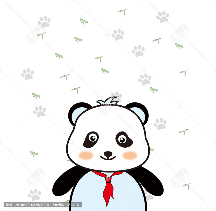 少先隊員熊貓紅領(lǐng)巾插畫