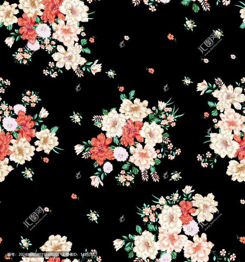 黑底線條花朵
