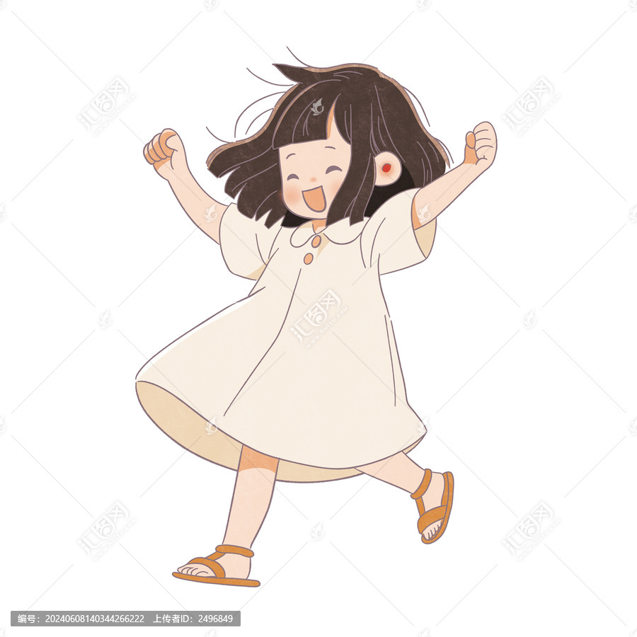 歡呼的小女孩卡通圖案