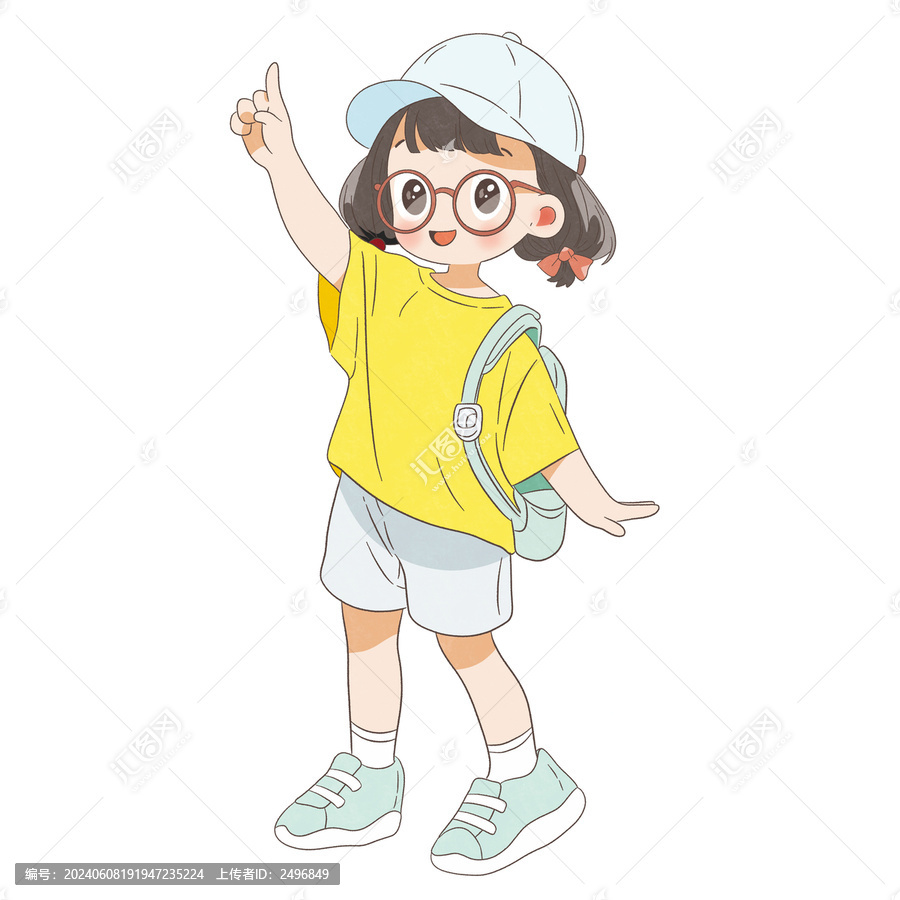 眼鏡女孩學(xué)霸學(xué)生卡通圖案