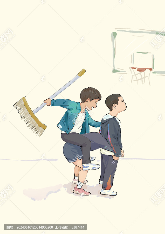 創意卡通人物騎馬插畫