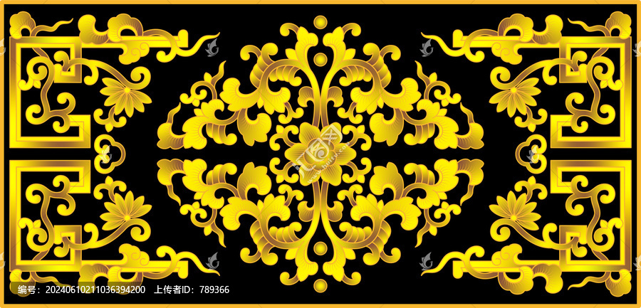 金色花紋吉祥花紋