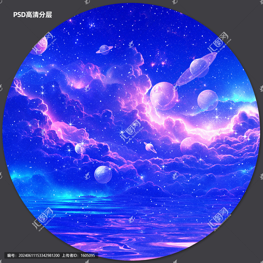 圓形銀河系星球星空宇宙背景