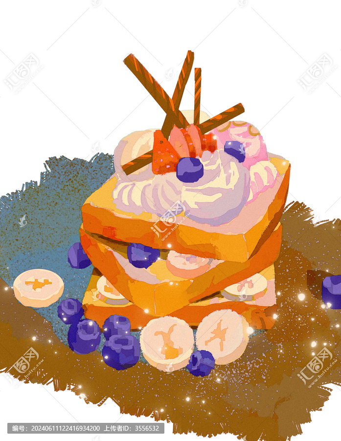 藍(lán)莓面包甜品美食蛋糕圖案素材