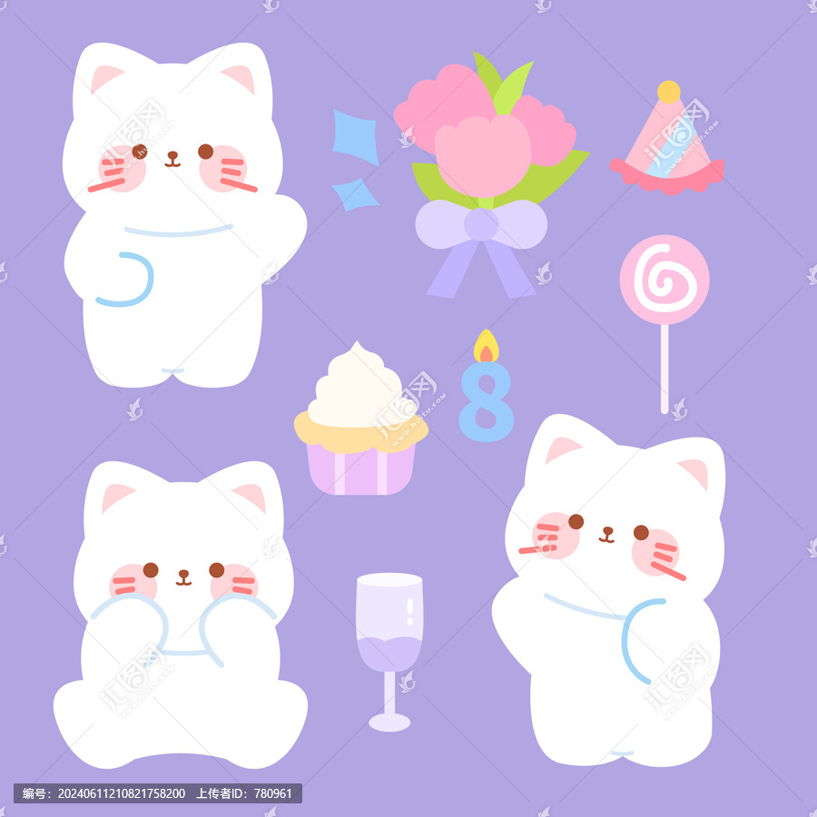小貓生日貼紙