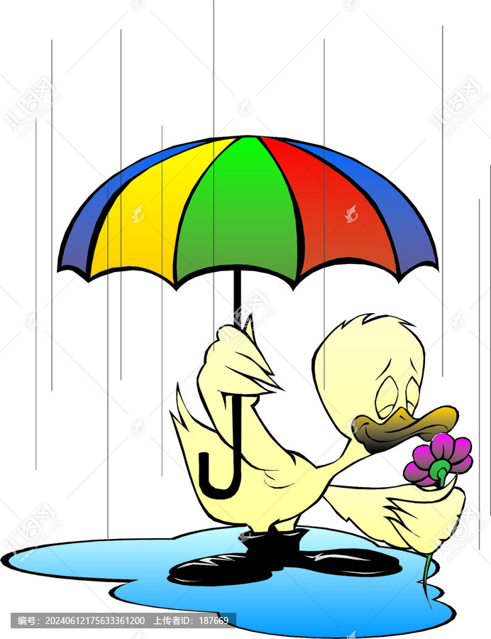雨中打傘的小鴨子