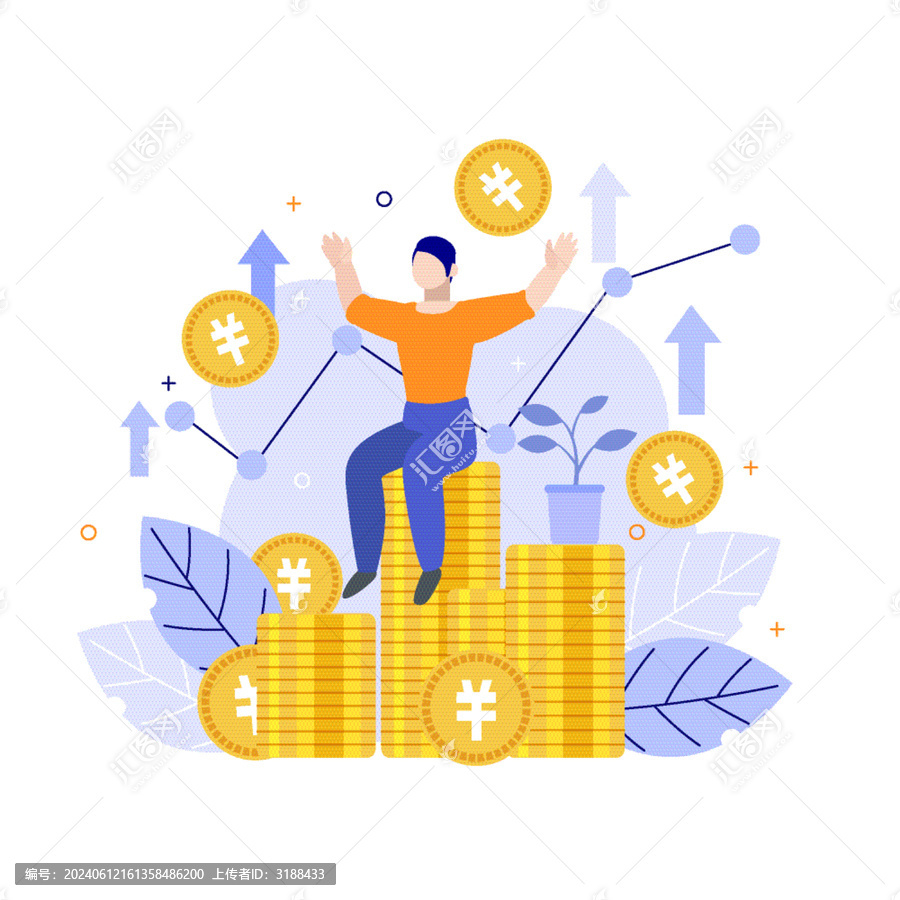 金融理財商務(wù)金幣扁平矢量插畫
