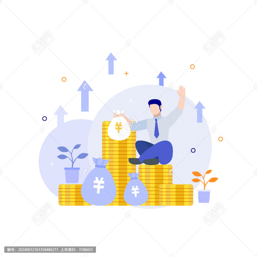 金融理財儲蓄金幣扁平矢量插畫