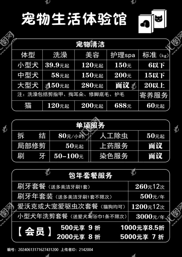 寵物洗護體驗館價格表