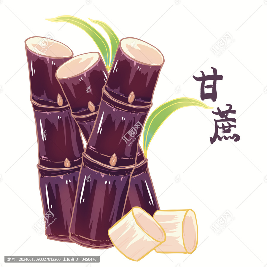手繪國(guó)潮風(fēng)水果紅糖甘蔗包裝插畫(huà)