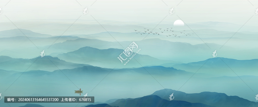 中式水墨山水圖