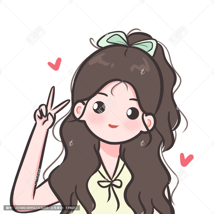 手繪可愛長發(fā)女生頭像