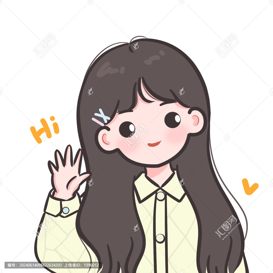 手繪可愛長發(fā)女生頭像