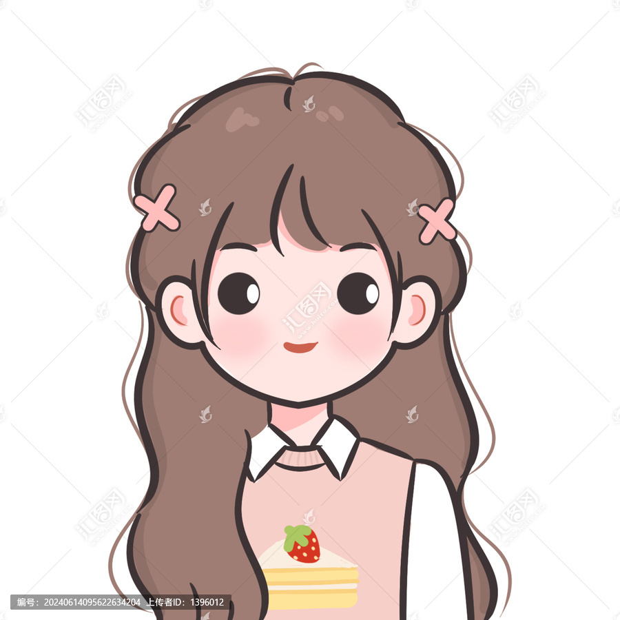 手繪可愛長發(fā)女生頭像