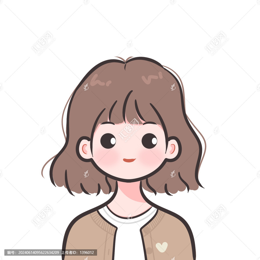 可愛手繪短發(fā)女生頭像
