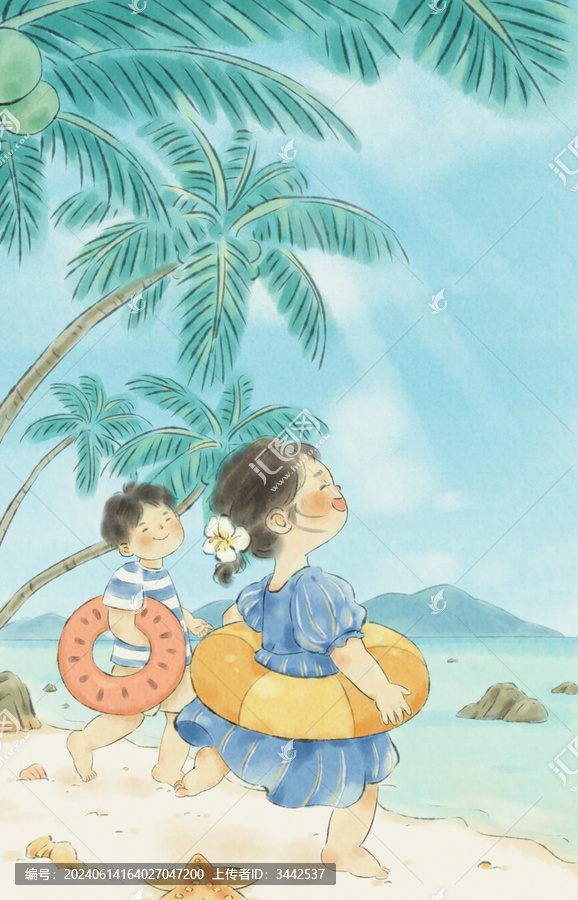 夏日海灘插畫