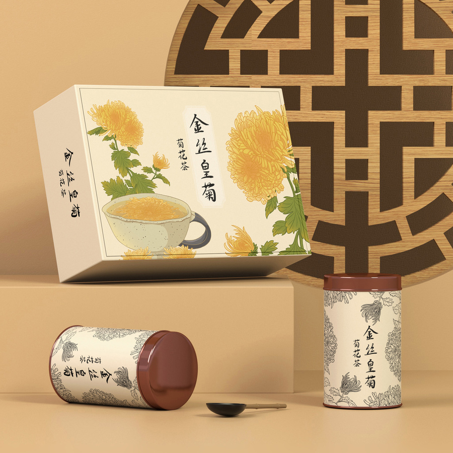 金絲皇菊包裝插畫