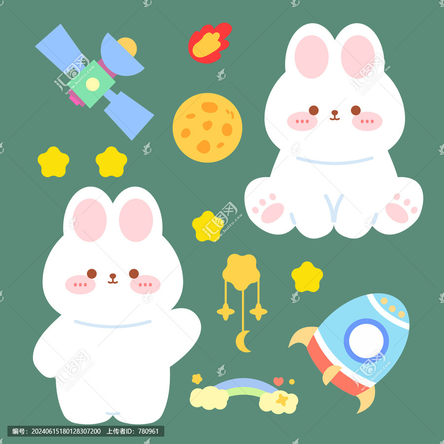 小兔太空貼紙