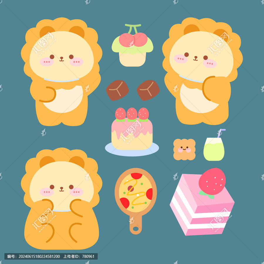 小獅子甜品貼紙