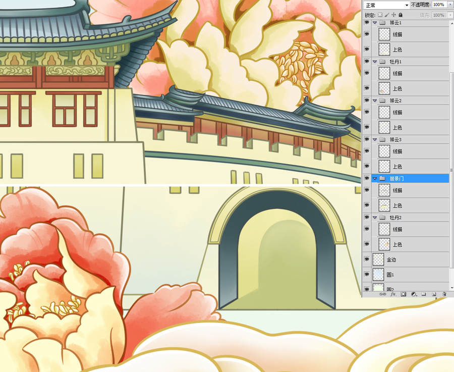 洛陽麗景門古建筑文創(chuàng)插畫