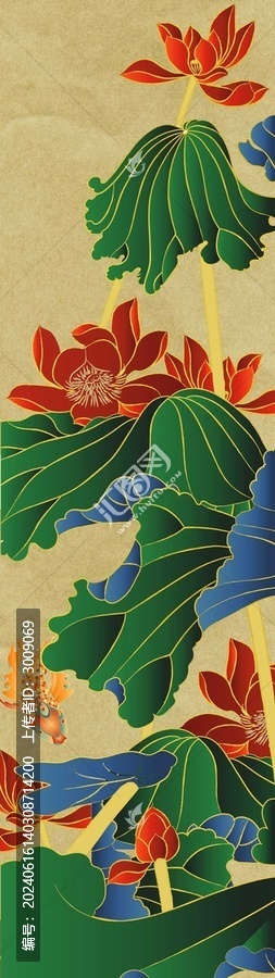 荷花豎版裝飾畫