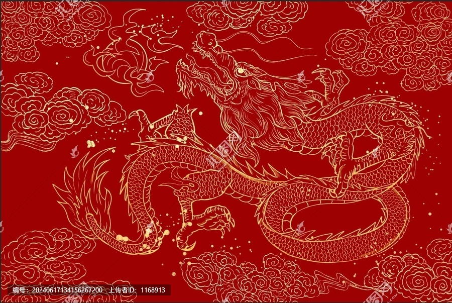 中國龍圖案線稿包裝素材