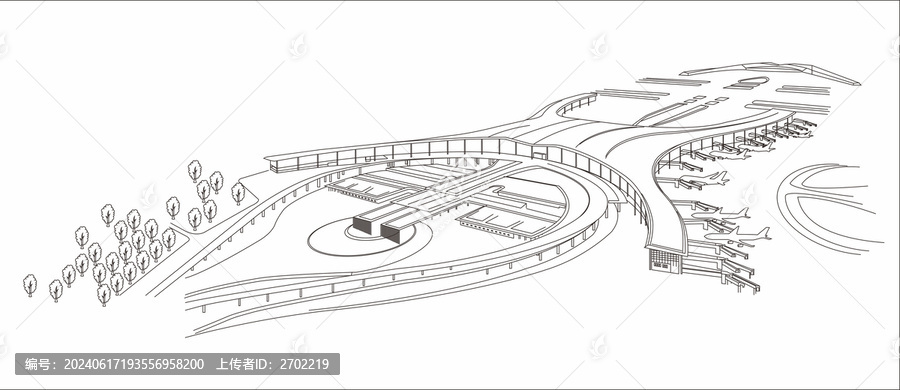 重慶江北機(jī)場(chǎng)矢量線稿CDR