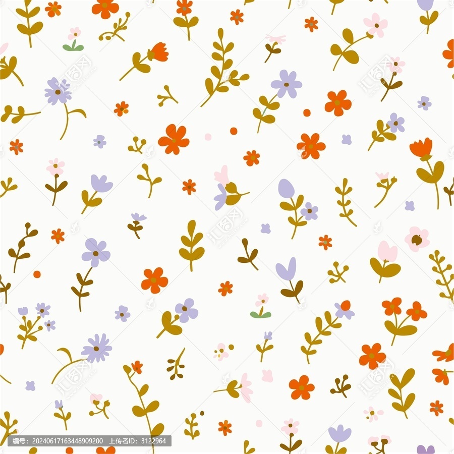 小碎花藍(lán)色植物花卉圖案