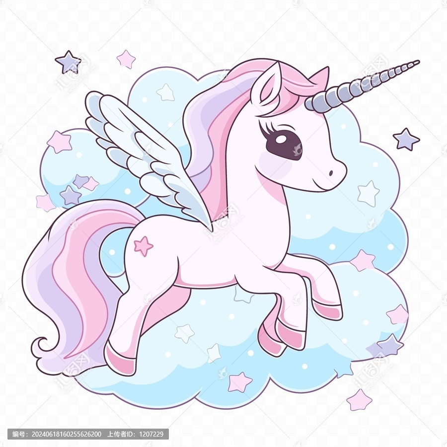 獨角獸印花圖案手繪矢量