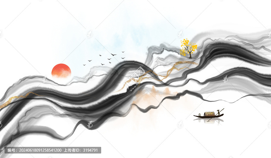 水墨山水意境插畫