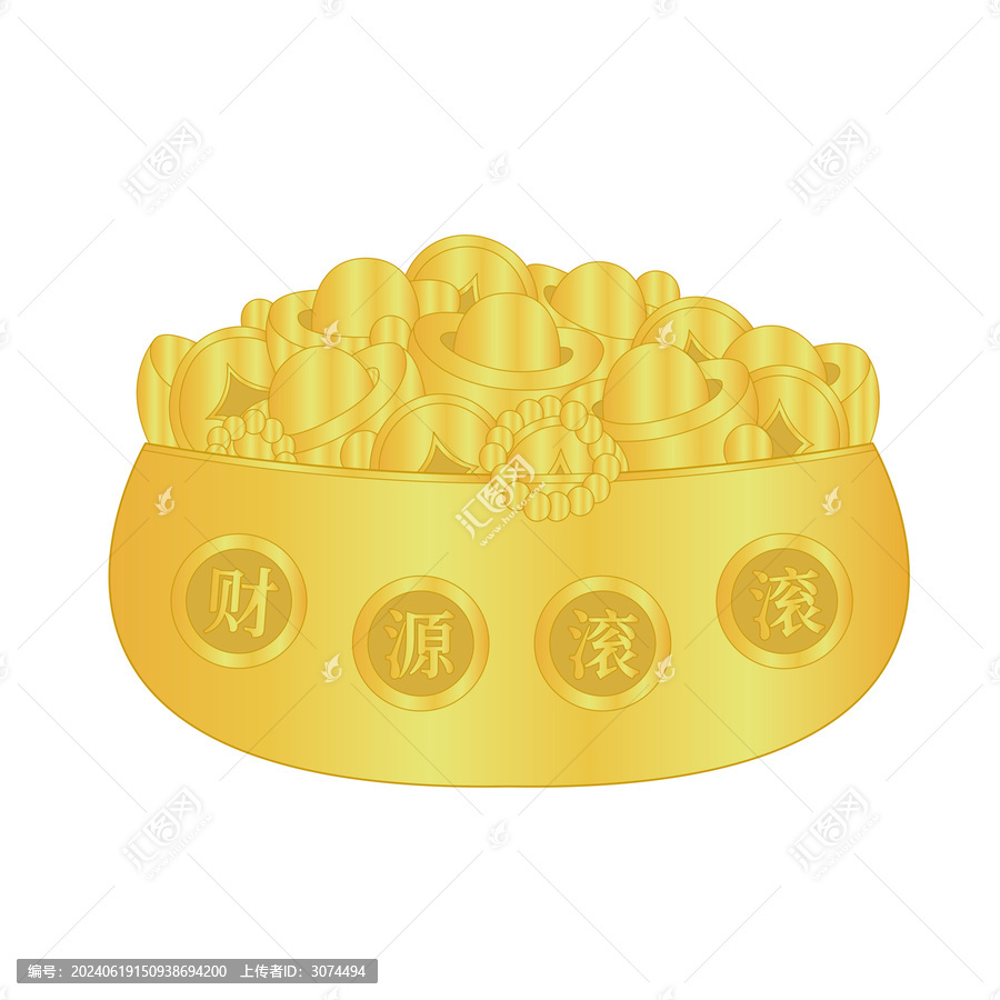 矢量中國傳統(tǒng)紋飾聚寶盆圖案