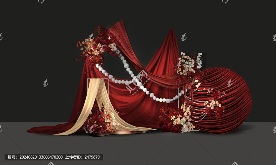 紅色布藝婚禮效果圖