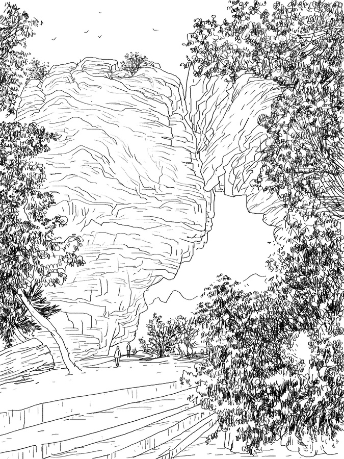 太行白石山風(fēng)景地質(zhì)公園鋼筆寫生