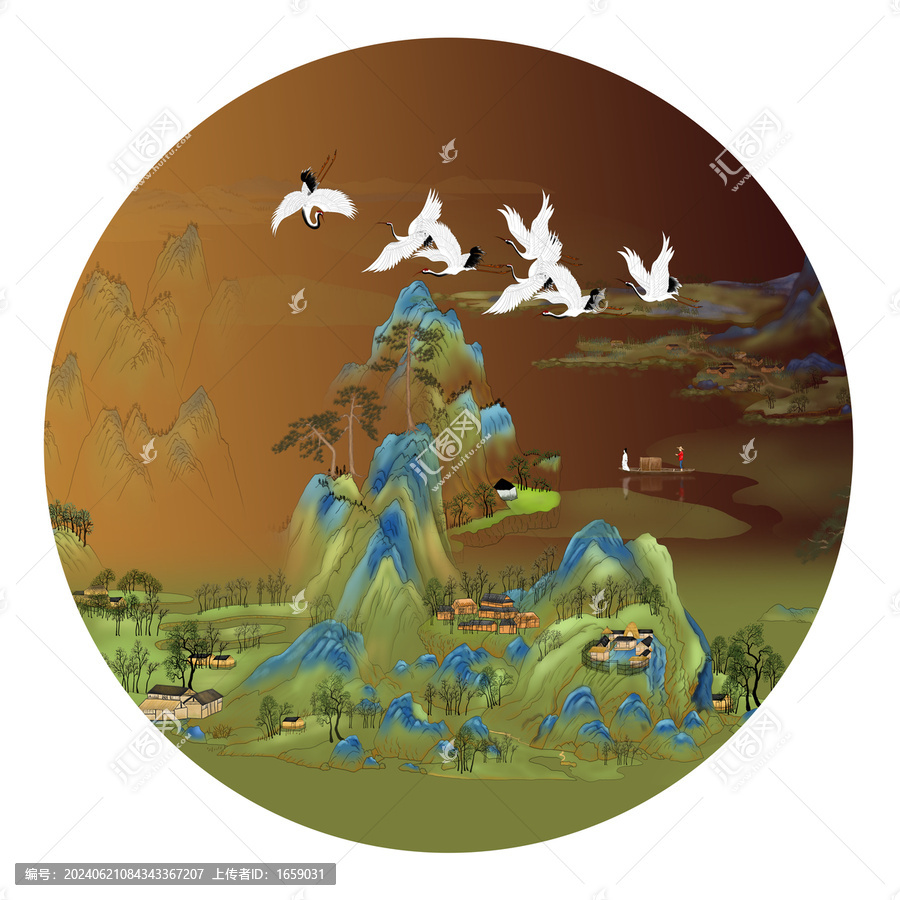 國潮山水插畫