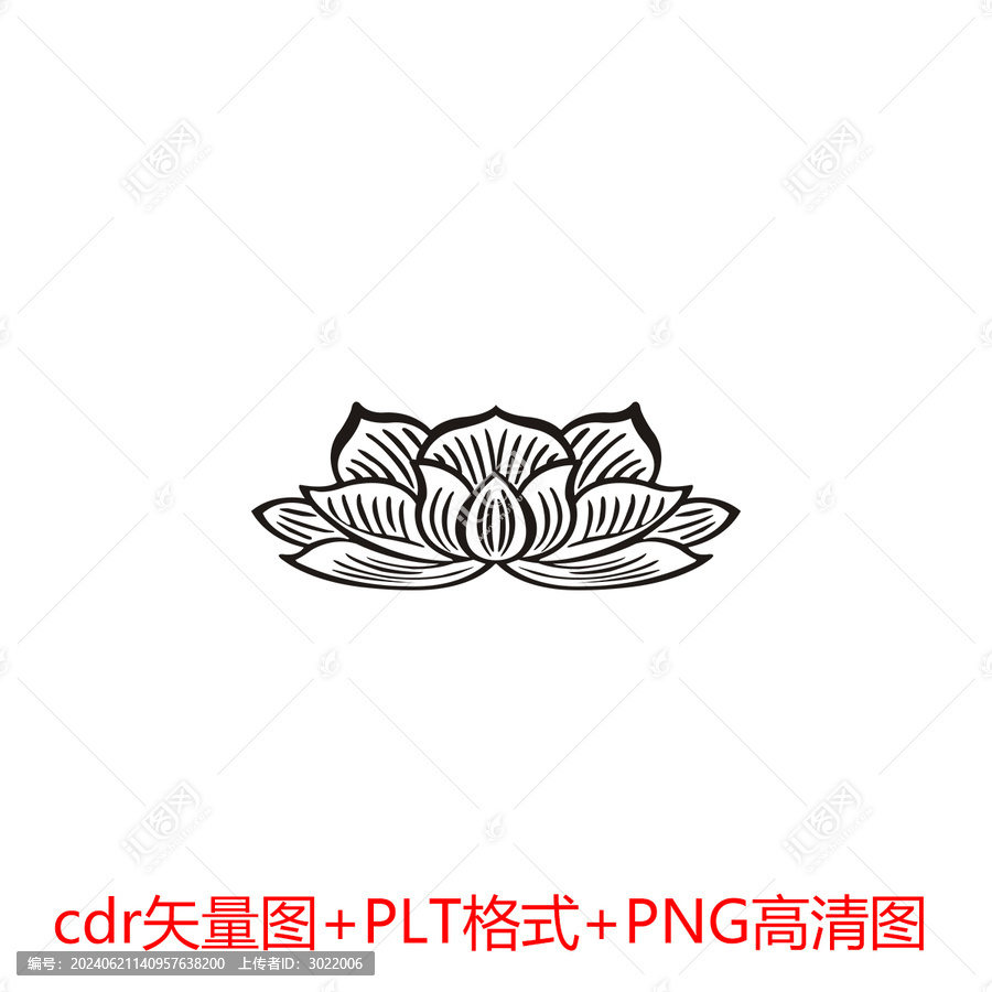 蓮花矢量圖雕刻圖