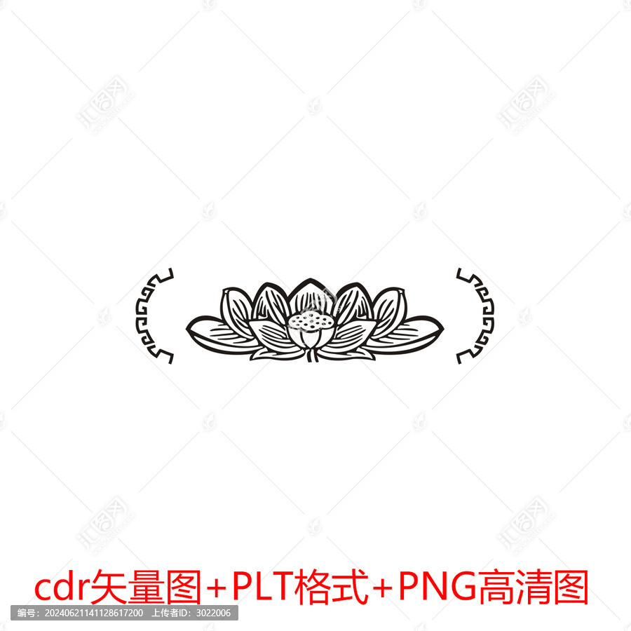 蓮花雕刻矢量圖