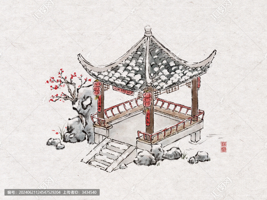 四角亭雪景