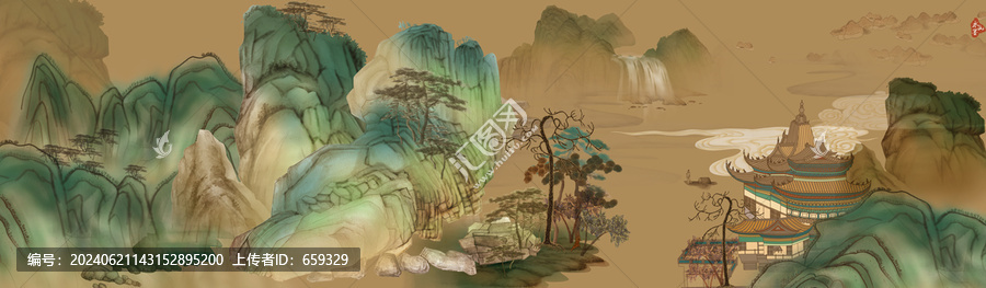高端青綠山水畫