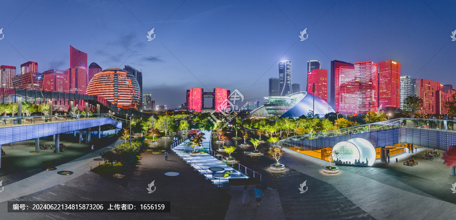 杭州錢江新城夜景全景