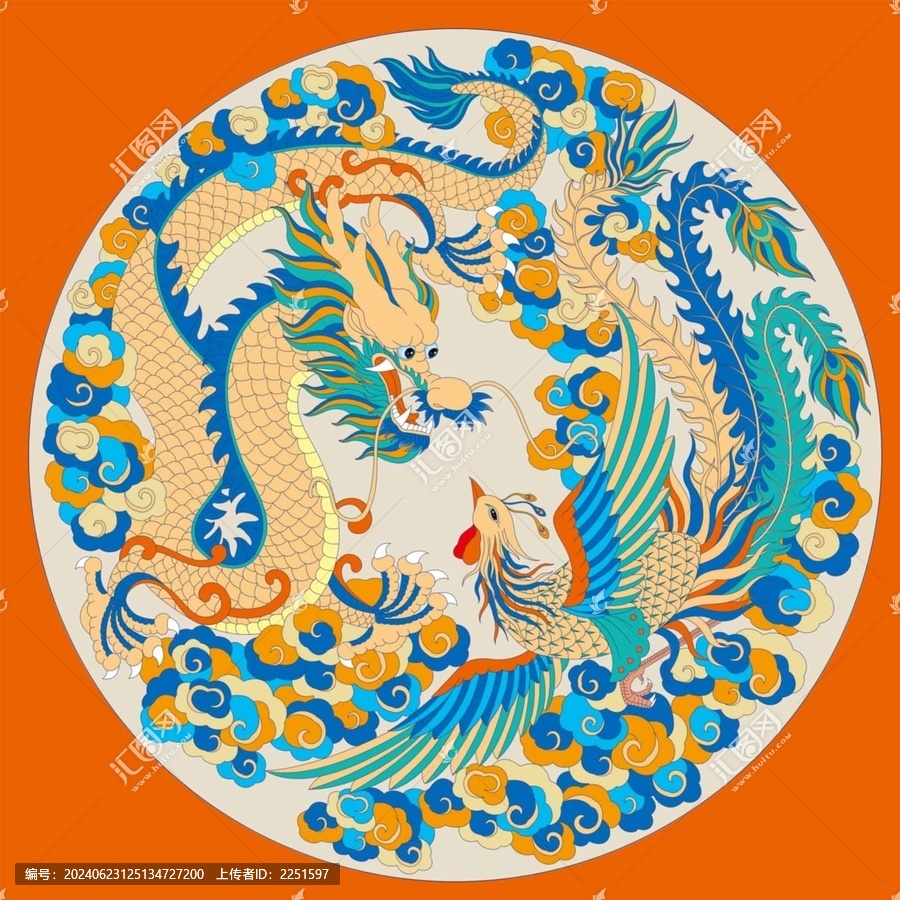 龍鳳高清分層設(shè)計插畫
