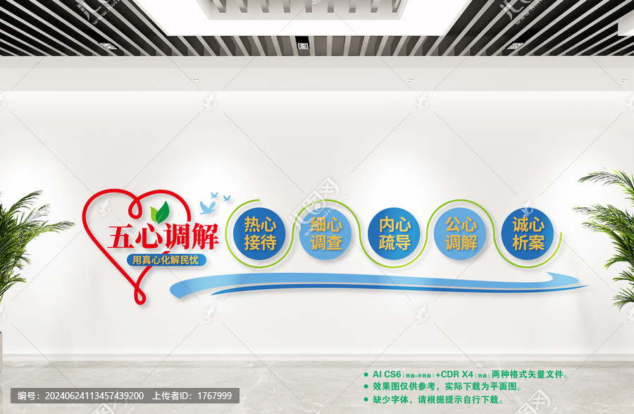 五心調(diào)解文化墻