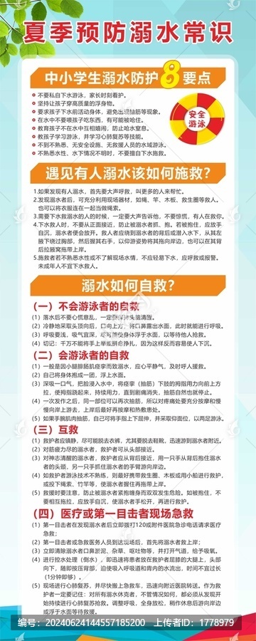 夏季預(yù)防溺水常識(shí)展架
