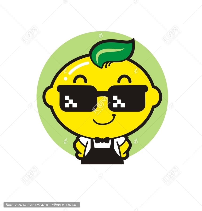 卡通可愛檸檬先生頭像矢量圖